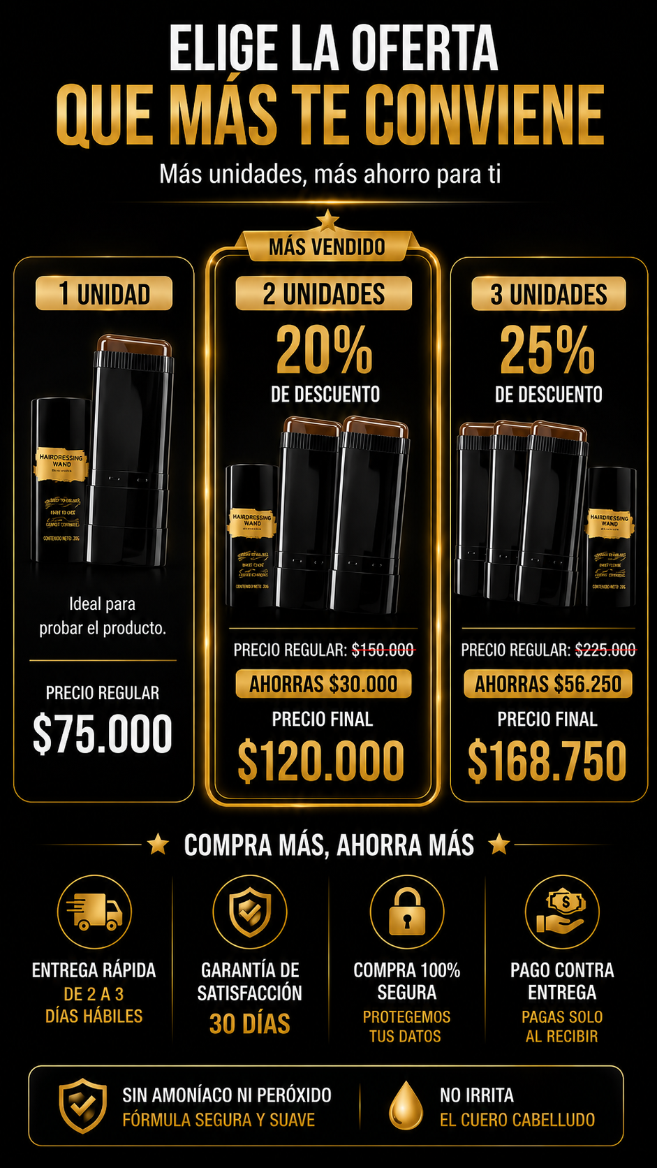 Peine Tinte 2 en 1 Premium | Cubre Canas al Instante con un Acabado Natural