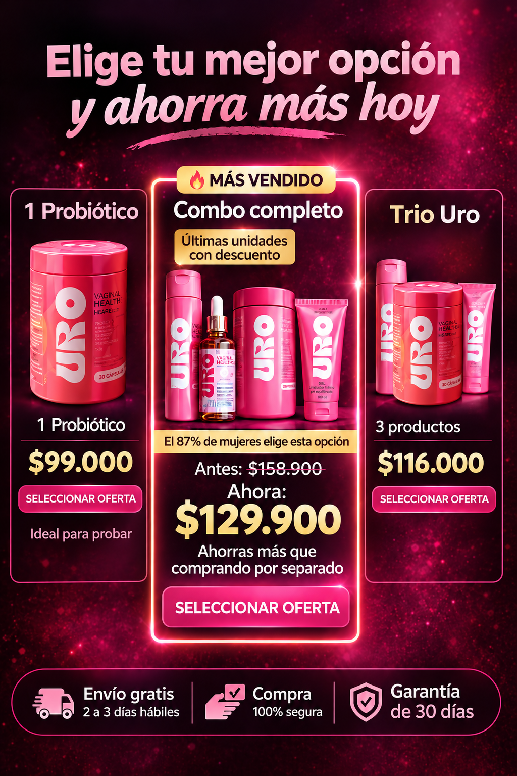 PROMO 4 EN 1 Kit Premium™ de Cuidado Íntimo Femenino URSÉ – Sistema Completo 4 Piezas