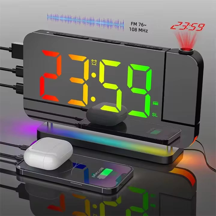 Reloj Despertador De Proyección 180°