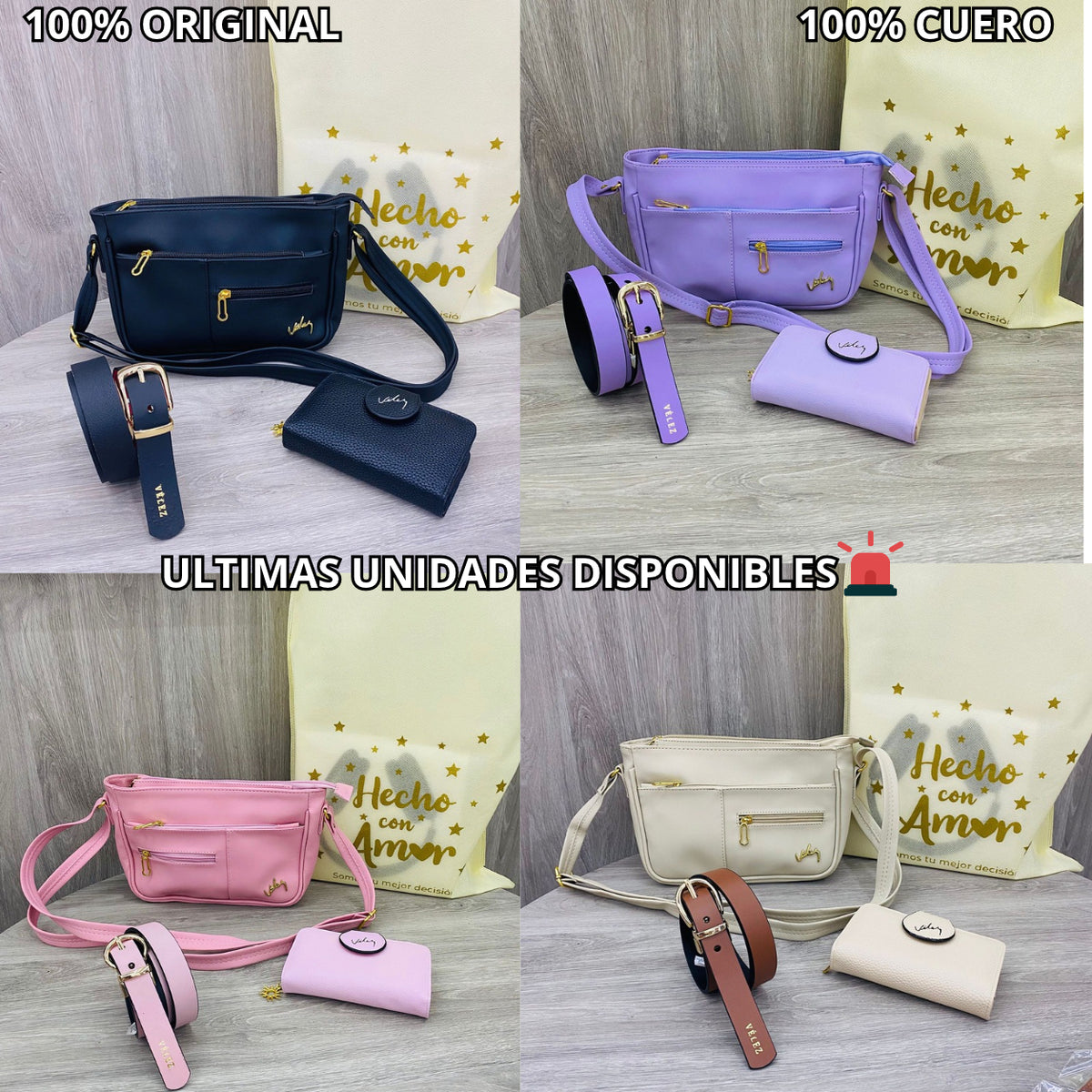 Combo Vélez™ 3 en 1 Bolso + Billetera + Cinturón | 50% OFF